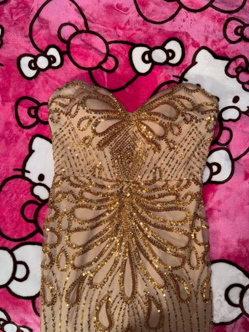 Fashion Nova | Sequin Strapless Gown - Gold - Picture 3 of 8